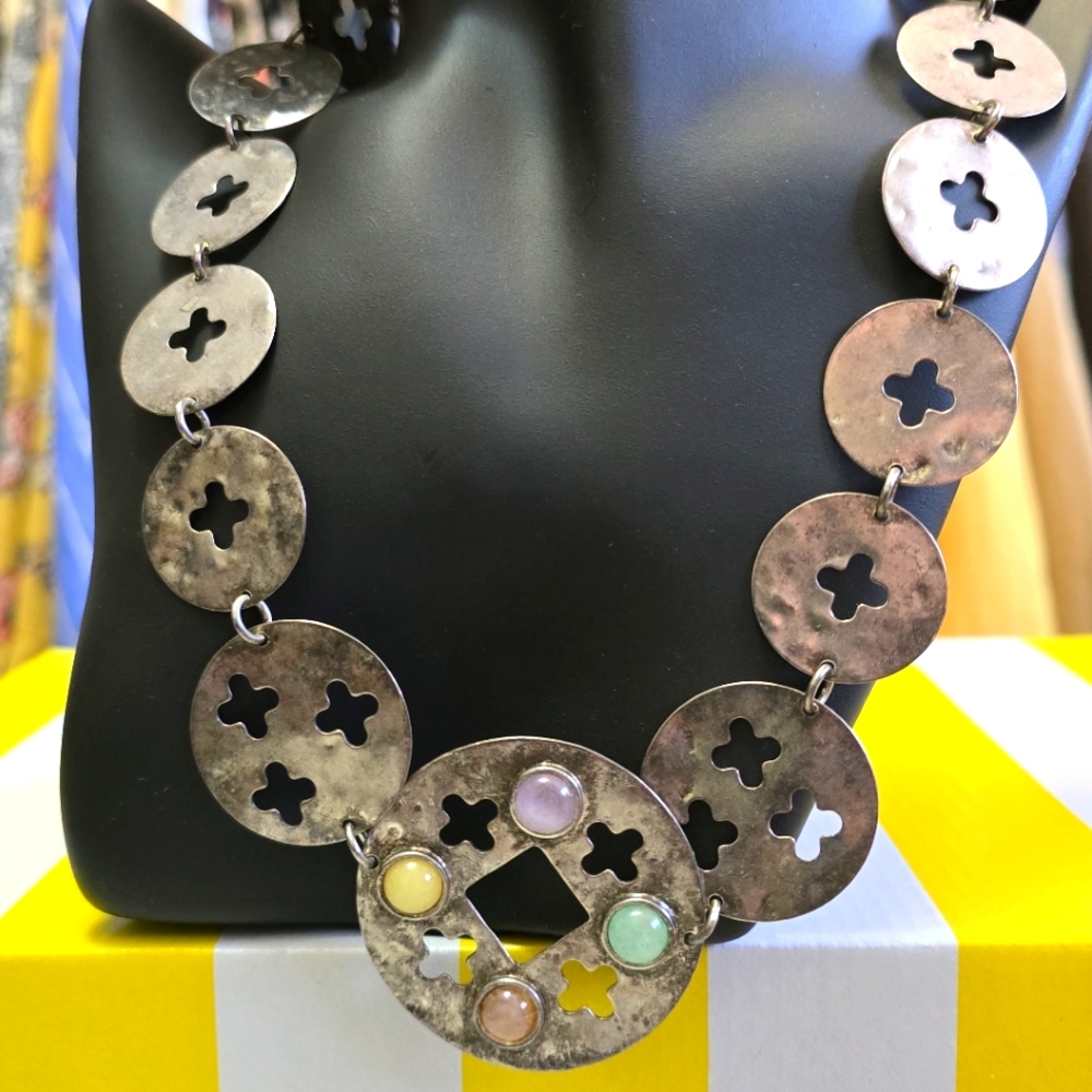 Martha Sturdy Elegant Multi-Color Silvertone Necklace